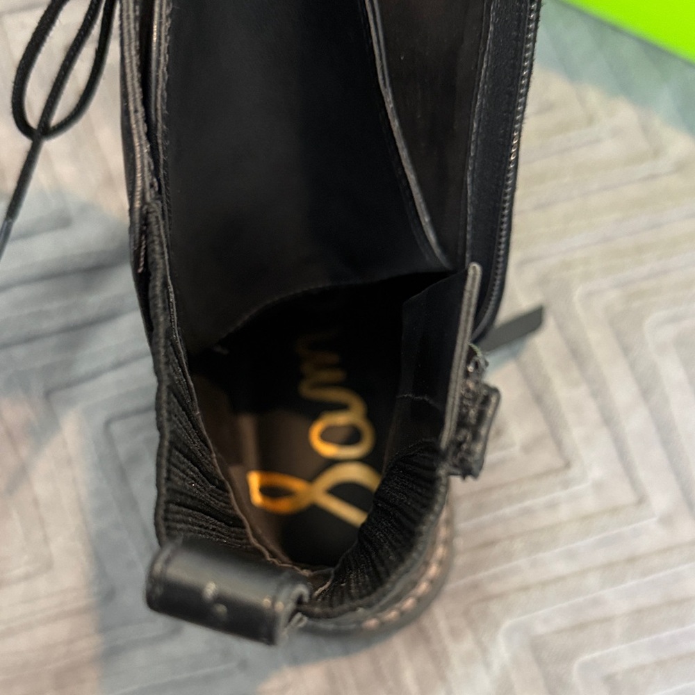 NWT Sam Edelman Lex Black Leather Lace Up Combat Boots - Picture 9 of 13